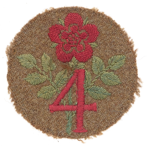 361 - No.4 (Independent) Company Commando WW2 formation sign c1940. Good rare slipped Rose in red with gre... 