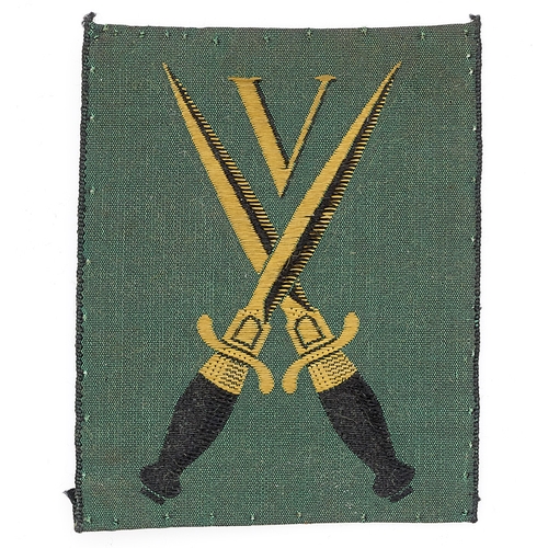 367 - 5 Commando WW2 silk embroidered formation sign.  A very scarce example believed issued circa 1942 co... 