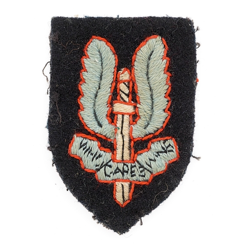 371 - SAS Special Air Service 1950's cloth beret badge.  Good scarce 'winged dagger' embroidered on navy s... 