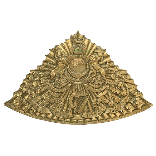 375 - 5th Royal Irish Lancers Victorian first pattern lance cap plate circa 1861-70.  Good scarce die-stam... 