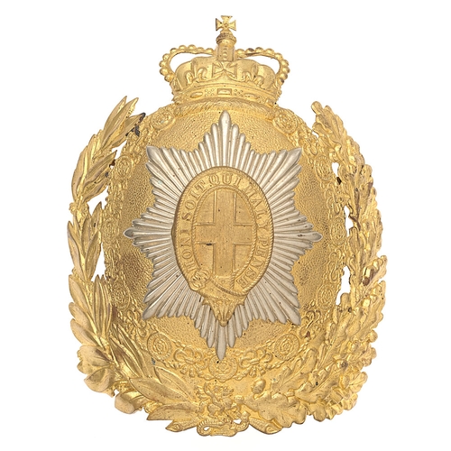 387 - Household Cavalry EIIR post 1953 Helmet Plate.  A good die-stamped brass crowned Collar of the Order... 