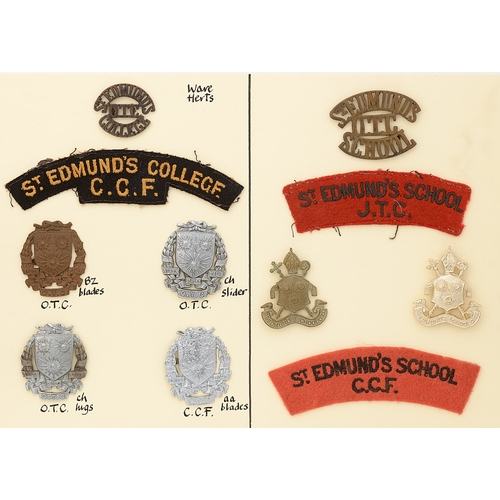 409 - St. Edmund's College and St. Edmund's School OTC, JTC and CCF 11 items of insignia. Good assortment ... 