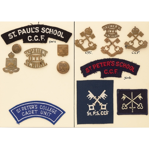 410 - St. Paul's School, St.Peter's College and St. Peter's School OTC and CCF 14 items of insignia.  Good... 