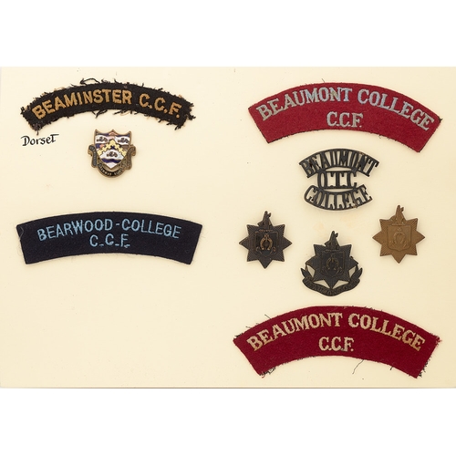 413 - Beaminster, Bearwood College and Beaumont College  OTC and CCF 9 items of insignia.  Good assortment... 