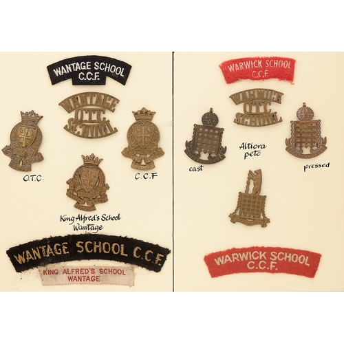 420 - Wantage School, Warwick School  OTC and CCF 13 items of insignia.  Good assortment of badges and sho... 