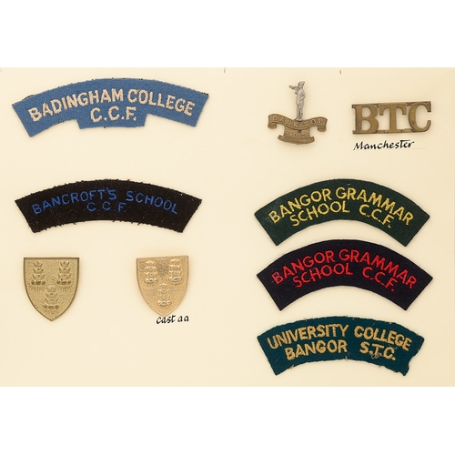 421 - Badingham College, Bancroft's, Bangor  and Bank Top   Cadet, OTC and CCF 9 items of insignia.  Good ... 