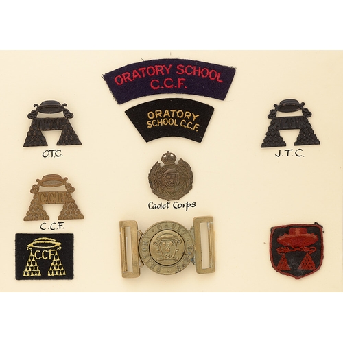 425 - Oratory School Cadets, OTC, JTC and CCF 9 items of insignia. Good assortment of badges, a buckle and... 