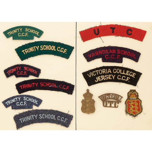 426 - Trinity School, Varndean School, Victoria College Jersey OTC and CCF 12 items of insignia. Good asso... 