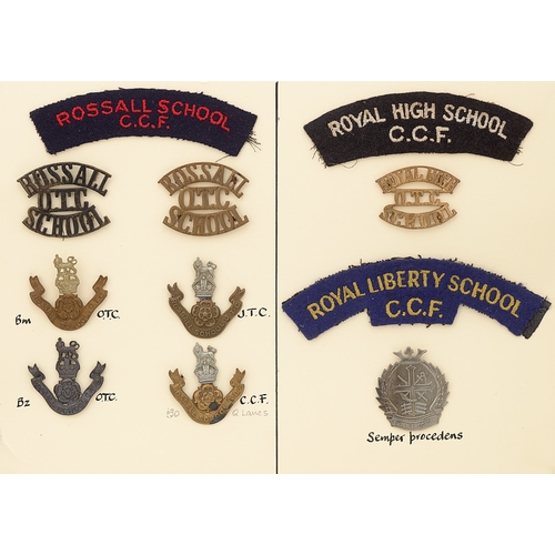 428 - Rossall School, Royal High School, Royal Liberty School OTC, JTC and CCF 11 items of insignia.  Good... 