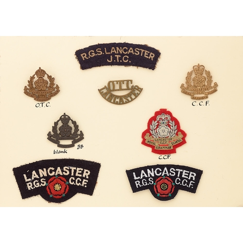 429 - Royal Grammar School Lancaster OTC, JTC and CCF 8 items of insignia.  Good assortment of badges and ... 