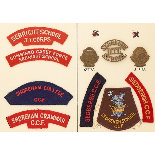 434 - Sebright, Shoreham and Sedburgh Schools OTC, JTC  and CCF 10 items of insignia.  Good assortment of ... 