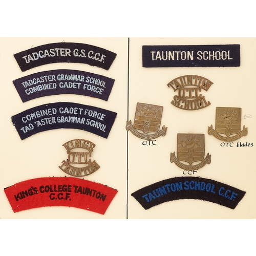 435 - Tadcaster, Kings College Taunton and Taunton Schools OTC and CCF 11 items of insignia.  Good assortm... 