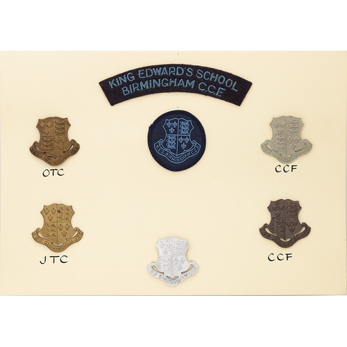 438 - King Edward's School, Birmingham OTC, JTC and CCF 7 items of insignia.  Good assortment of badges an... 