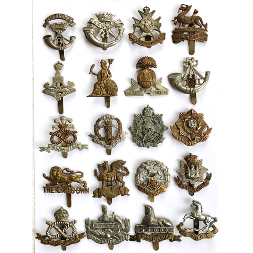 462 - 20 British Line Regiment Cap Badges.  Somerset Light Infantry ... Duke of Cornwalls Light Infantry .... 