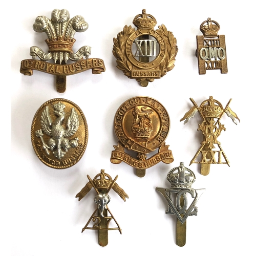 470 - 8 Cavalry cap badges.  10th Hussars ... 13th Hussars ... 13th/18th QMO Hussars ... 14th Hussars (189... 