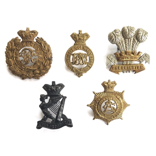 477 - 5 Victorian cap badges.  Royal Engineers ... Grenadier Guards (pagri) ... Leinster ... Royal Irish R... 