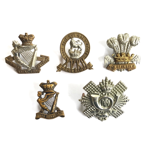 478 - 5 Victorian cap badges.  8th King's Royal Irish Hussars ... 15th King's Hussars ... Leinster ... Roy... 