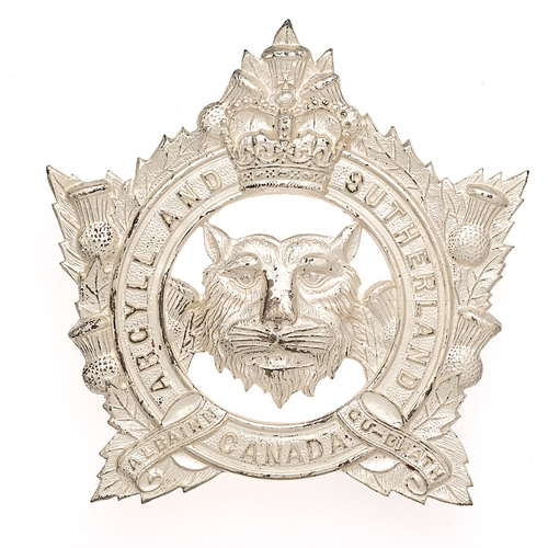 92 - Canadian Argyll & Sutherland Highlanders of Canada Officer's post 1953 glengarry cap nbadge.  Fine s... 