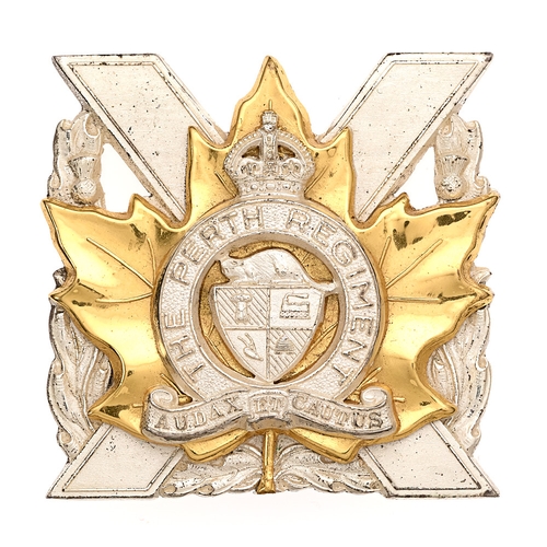 93 - Canadian Perth Regiment Officer's glengarry cap badge circa 1948-52.  Fine scarce die-cast silvered ... 