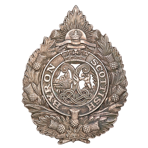 96 - Australian Byron Scottish glengarry cap badge circa 1930-42.  Good die-stamped silvered example base... 