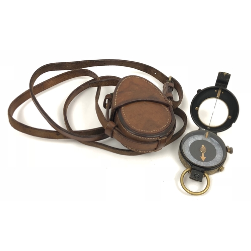 WW1 1915 British Verners Pattern Compass  A good clean issue example with clear 1915 date. Contained in original polished brown leather case stamped 1916. Complete with sling.