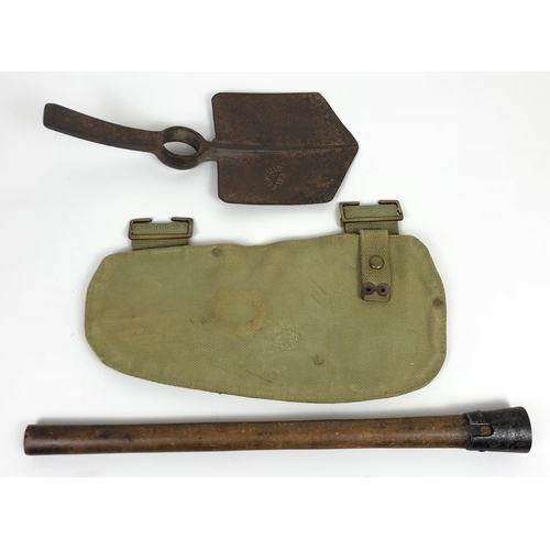 108 - WW1 1908 Pattern Webbing 1916 Entrenching Tool Carrier.  This web carrier with makers stamp of MW an... 