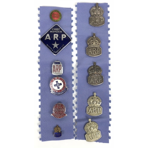 118 - 11 WW2 Home Front ARP Lapel Badges.  Including: Chief Warden ARP Marks & Spencer. ... National ARP A... 