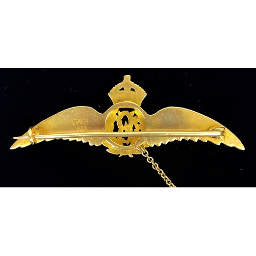 138 - Royal Flying Corps 15 carat Gold & Enamel Regimental Sweetheart Brooch.  A fine example by CP & Co. ... 