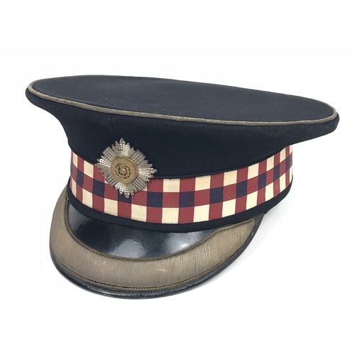 185 - Scots Guards Officer's peaked forage cap.  A good mid 20th Century example of dark blue melton cloth... 