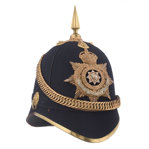 192 - Cheshire Regiment 1878 pattern Officer's helmet.  A post 1902  Home Service Pattern blue cloth helme... 