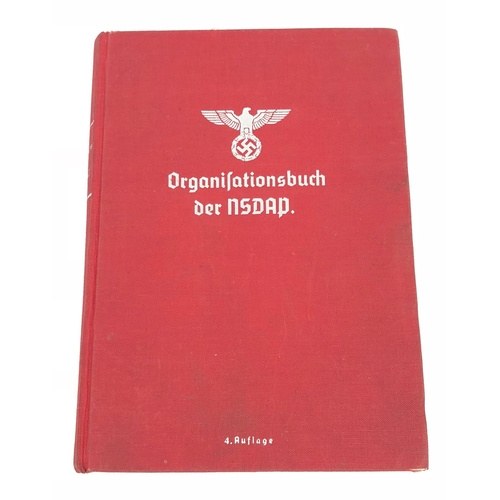 258 - German Third Reich. 1937 Organisationsbuch der NSDAP. Good rare example bound on red cloth with silv... 