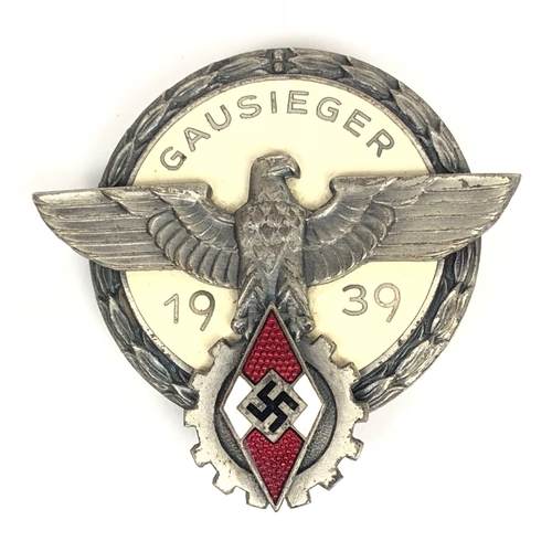 281 - German Third Reich cased 1939 Gau Victor Badge by  G. Brehmer, Markneukirchenin.  Fine scarce die-ca... 