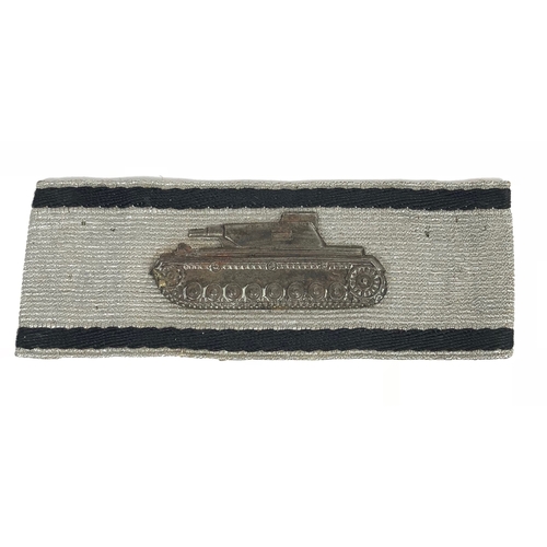 282 - German Third Reich Tank Destruction arm badge / tape.  Fine rare example awarded for the single-hand... 