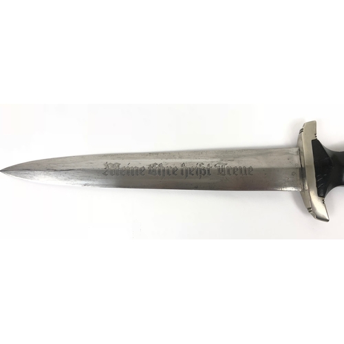 295 - German Third Reich 1933 model SS dagger, partial Rohm inscription, by Carl Eickhorn, Solingen.  A go... 