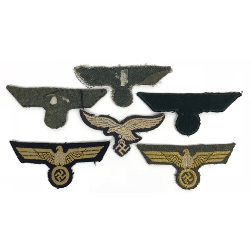 314 - 6 x German Third Reich breast eagles.  Army ... 2 x Army Officer ... Luftwaffe ...  Kriegsmarine ...... 