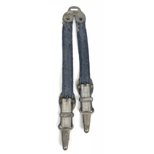 330 - German Third Reich Officer's dagger hanging straps.  A good unusual pair. Horseshoe mounted grey clo... 