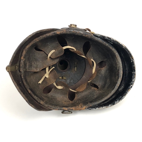 331 - Imperial German Prussian Artillery WW1 1915 dated Pickelhaube.  A good example, with brass fittings ... 