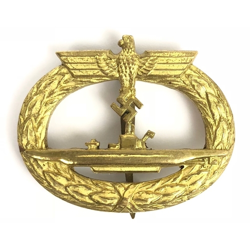 332 - German Third Reich WW2 Kriegsmarine Submarine / U-Boat War badge by Schwerin.  Superb quality scarce... 