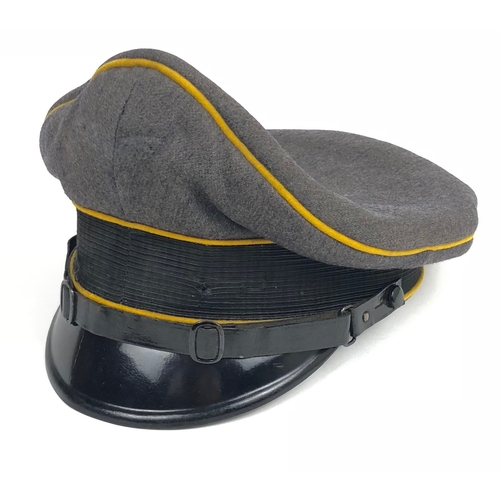 335 - German Third Reich Luftwaffe Flight Section NCO's cap.  Good scarce example of fine grey woollen mat... 