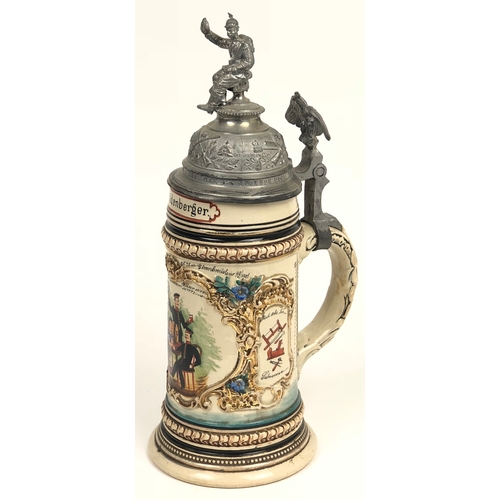 364 - Imperial German Reserve Mildenberger Regiment 1899/01 Beer Stein.  A very good and colourful decorat... 