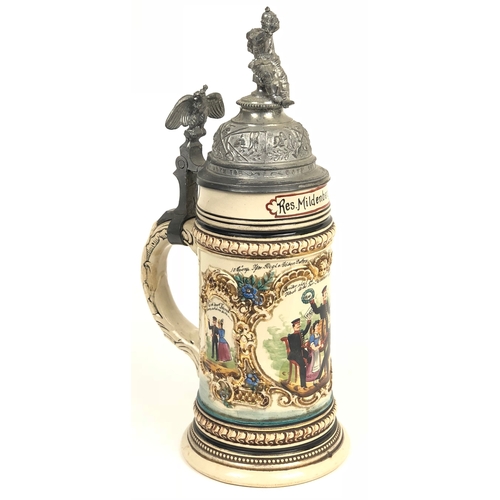 364 - Imperial German Reserve Mildenberger Regiment 1899/01 Beer Stein.  A very good and colourful decorat... 