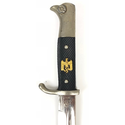 371 - German Third Reich Wehrmacht parade bayonet by WKC.  Good plated single edged 25 cm blade with centr... 