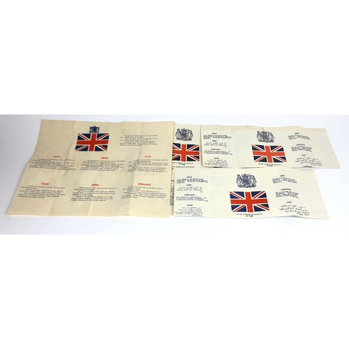 449 - Cold War Period British Escape & Evasion Goolie Chits.  Four scarce examples, featuring a Union flag... 