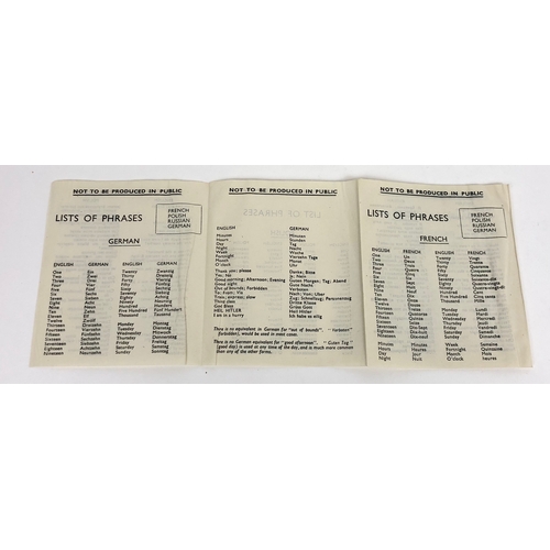 452 - WW2 RAF Aircrew Escape & Evasion List of Phrases  Paper Issue. East Europe  This is a paper example,... 