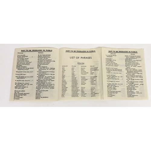 452 - WW2 RAF Aircrew Escape & Evasion List of Phrases  Paper Issue. East Europe  This is a paper example,... 