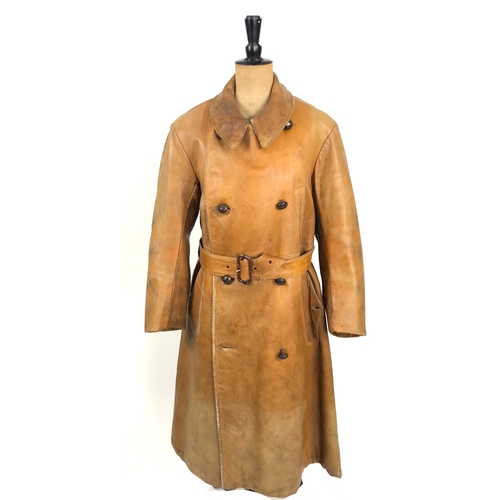 455 - WW1 Period Aviator's 3/4 Length Leather Flying Coat.  A very good example of a Great War period avia... 