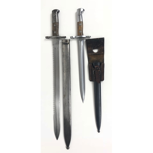 499 - Switzerland M1914 Schmidt Rubin Sawback Bayonet & One Other  This example with a 19 inch single edge... 