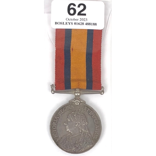 62 - Boer War Umlaas Road Rifle Association Queen's South Africa Medal.  Awarded to 