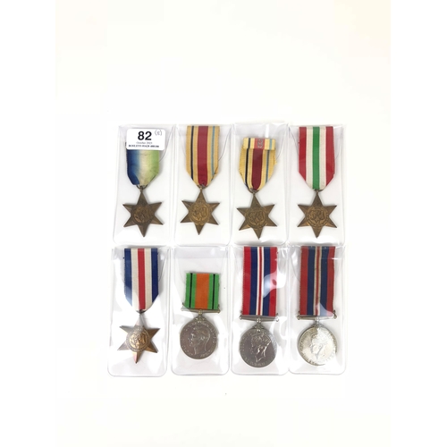 82 - 8 WW2 British Campaign Stars/Medals. Comprising: Atlantic Star ... 2x Africa Star (8th Army number) ... 