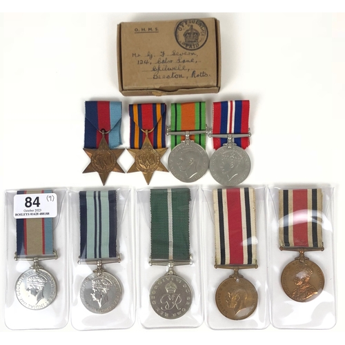 84 - WW2 Boxed Medal Group etc. Comprising: 1939/45 Star, Burma Star, Defence Medal, War Medal. Contained... 